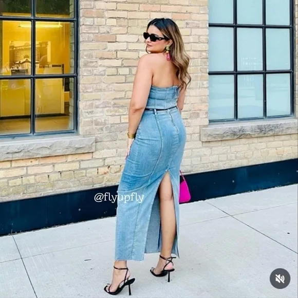 Zara denim midi skirt blue Size XS S M XL