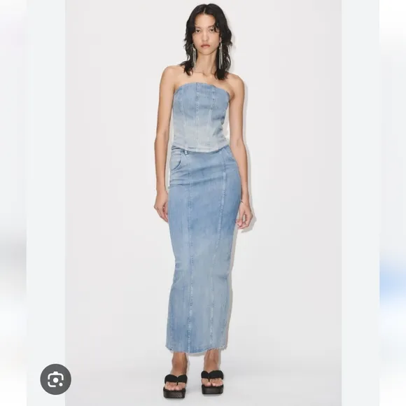 Zara denim midi skirt blue Size XS S M XL