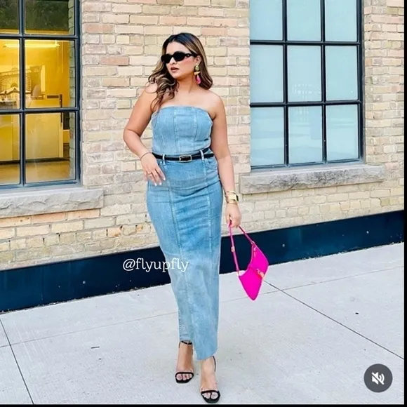 Zara denim midi skirt blue Size XS S M XL