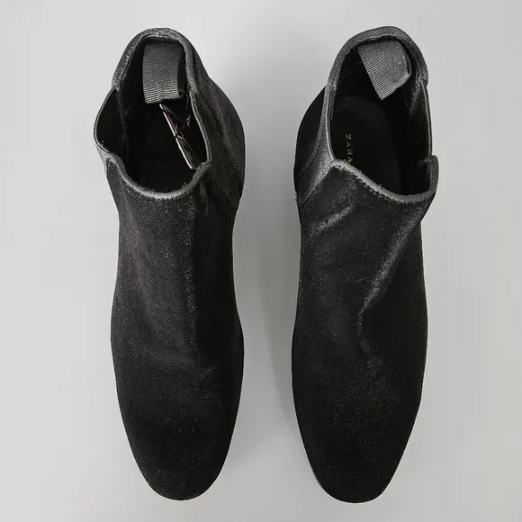 Zara Mens Black Velvet Chelsea Boots US 7 Ankle Velure Dressy Prom Wedding Party