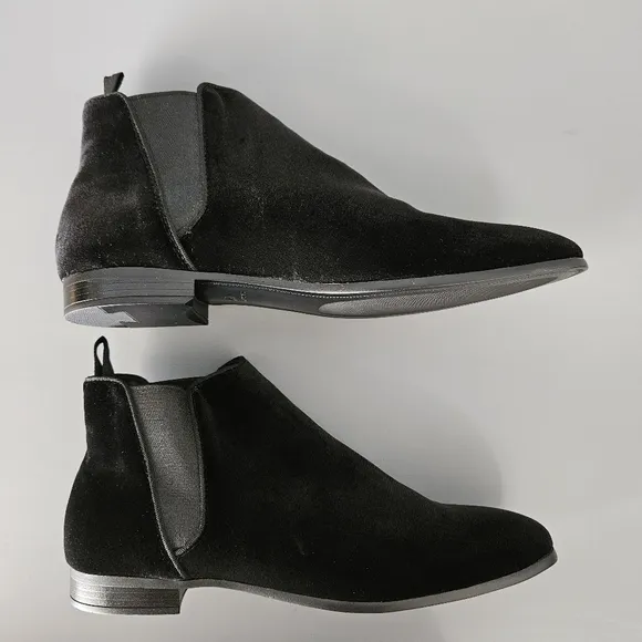Zara Mens Black Velvet Chelsea Boots US 7 Ankle Velure Dressy Prom Wedding Party