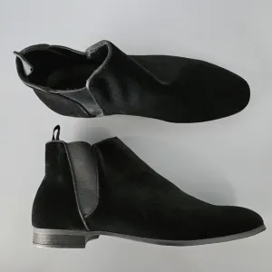 Zara Mens Black Velvet Chelsea Boots US 7 Ankle Velure Dressy Prom Wedding Party