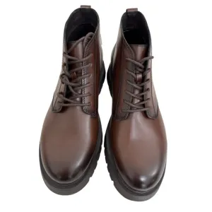 zara mens Lace Up Ankle Boots chunky lug sole brown faux leather sz 11