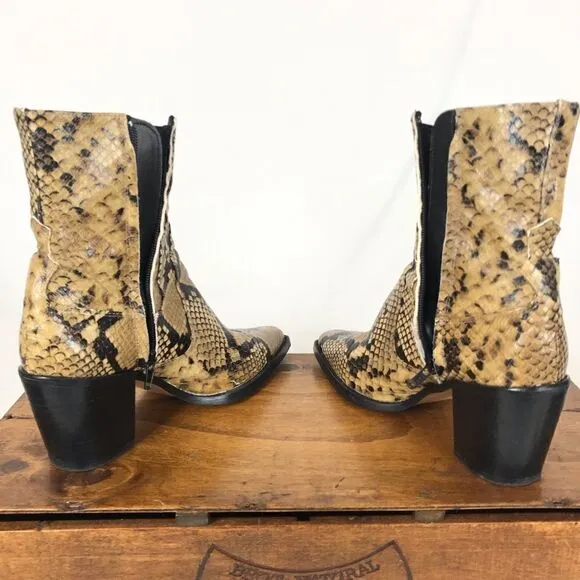 Zara basic cowboy snake ankle boots