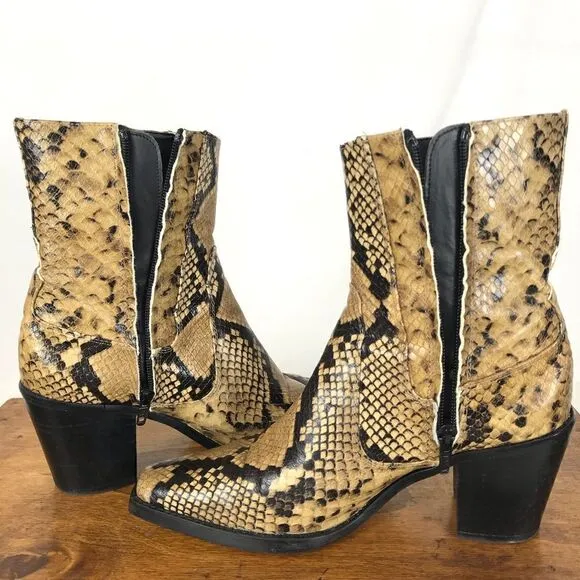 Zara basic cowboy snake ankle boots